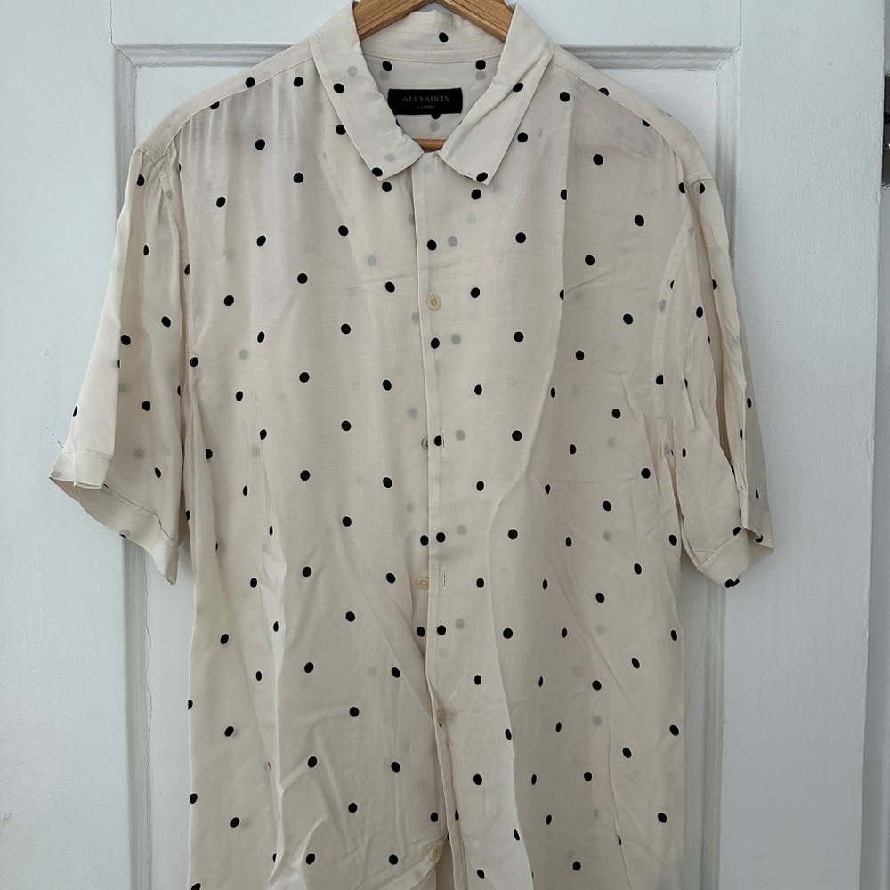 ALL SAINTS Cream Polka Dot Men's Shirt